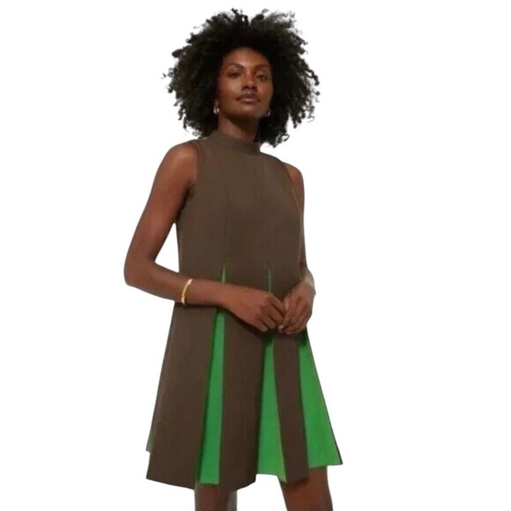 Tuckernuck Demitasse Griffiths Dress Size XL Brown Green Mock Neck